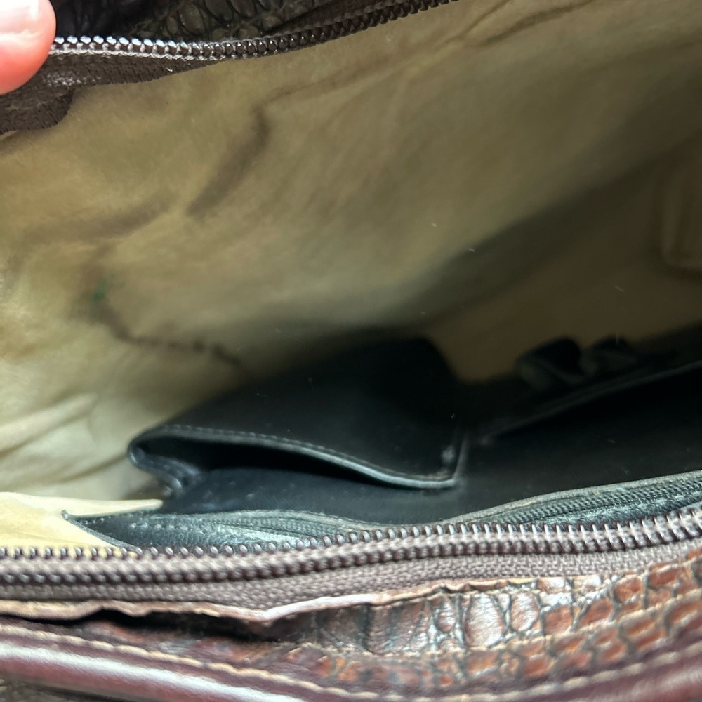 Brahmin Glossy Black and Textured Brown Shoulder Bag - Picture 11 of 15